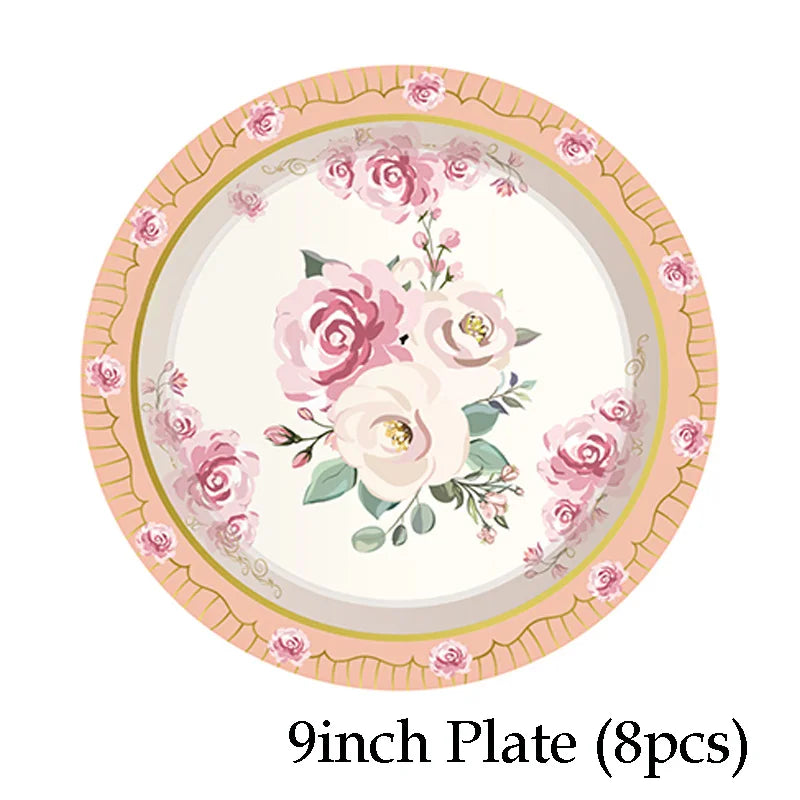 Hawaiian Pink Party Decoration Disposable Tableware Flower Summer Plate Paper Cup Napkin Birthday Decor Wedding Party Supplies Good Vibrations