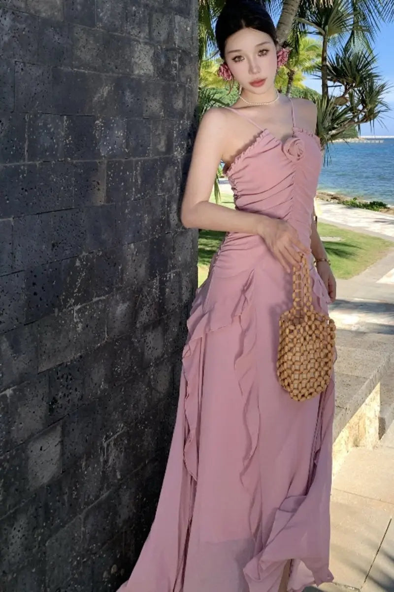 Roman V-Neck Tunic Slim Casual Maxi Dress For Women Lace Dress Good Vibrations