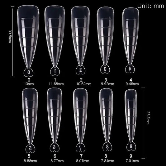 100Pcs/box Full Cover Sculpted Nail Tips Fake Finger Nails Extension Tip Quick Building Mold False Tips For Manicuring Tool Set Good Vibrations