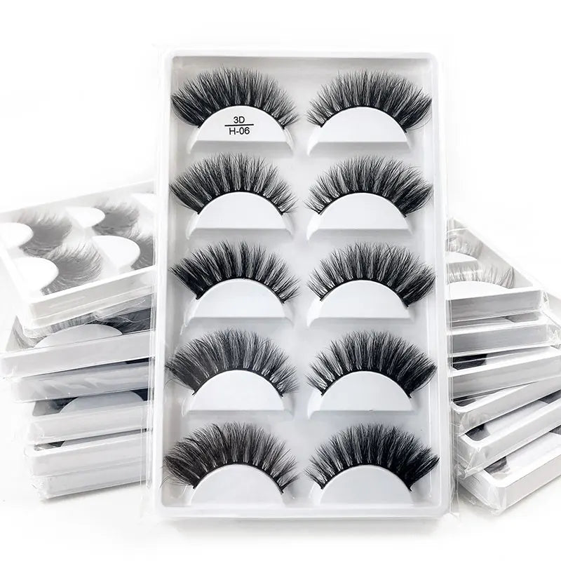 5 Pairs Multipack 3D Soft Mink Hair False Eyelashes Handmade Wispy Fluffy Long Lashes Natural Eye Makeup Tools Faux H13 E08 E01 Good Vibrations