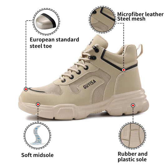 GUYISA Brand Lightweight Safety Shoes Outdoor Sports European Standard Steel Toe Safety Shoes Good Vibrations
