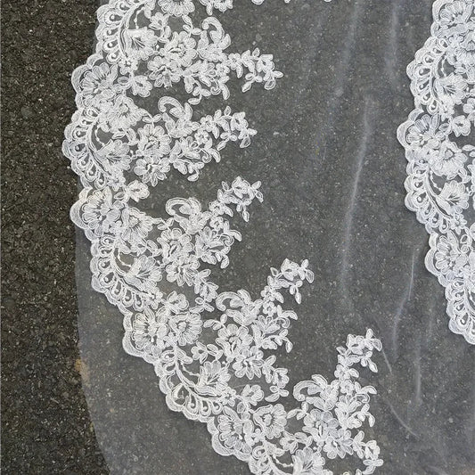 Mumuleo Bridal Veils Cathedral Long Lace Wedding Veil With Comb One Layer High Quality White Ivory Mariage Good Vibrations