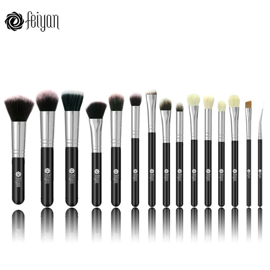 HMU Dropship Reseller Factory Brand 15pcs Custom Soft Black Sliver Make up Brush Set Vendor Other Makeup Brushes Good Vibrations