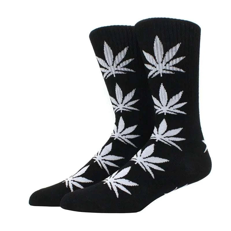 1 pair Men's Fashion Business Weed Hemp Cotton Socks Street Fashion Skateboard Couple Girls Harajuku Trend Socks Give Men a Gift Good Vibrations Adult Super Store