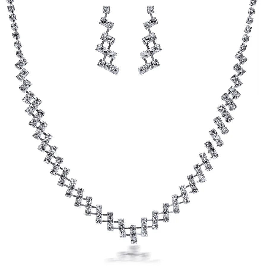 Women's Silver Color Fashion Wedding Jewelry Luxury Crystal Pearl Necklace/Bracelet/Ring/Earrings Ladies Jewelry Sets for Bridal