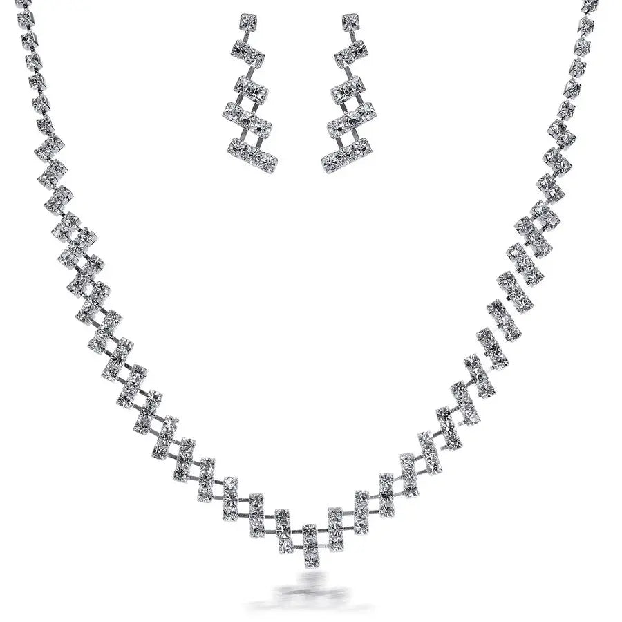 Women's Silver Color Fashion Wedding Jewelry Luxury Crystal Pearl Necklace/Bracelet/Ring/Earrings Ladies Jewelry Sets for Bridal Good Vibrations Adult Super Store