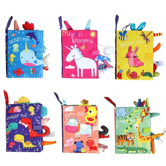 0-36M Baby Early Learning Toy Tail Cloth Book Parent-child Interactive Sound Paper Puzzle Cloth Book Rattle Good Vibrations