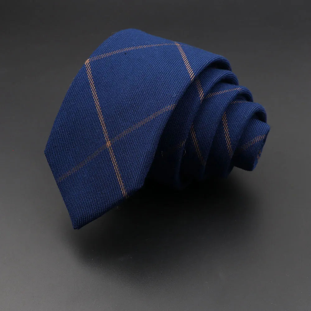 Mens Ties 6cm Classic Cotton Handmade Skinny Grey Plaid Neckties Striped Narrow Collar Slim Cashmere Casual Tie Accessories Gift Good Vibrations