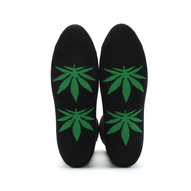 1 pair Men's Fashion Business Weed Hemp Cotton Socks Street Fashion Skateboard Couple Girls Harajuku Trend Socks Give Men a Gift Good Vibrations Adult Super Store