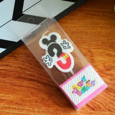 Hot Happy Birthday Number 0-9 Candles Cartoon Mickey Minnie Mouse Candle Cake Cupcake Topper Party Decoration Supplies DIY Gifts Good Vibrations