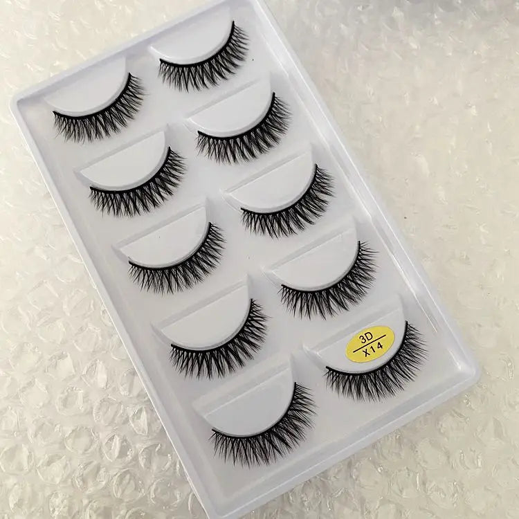 5 Pairs Multipack 3D Soft Mink Hair False Eyelashes Handmade Wispy Fluffy Long Lashes Natural Eye Makeup Tools Faux H13 E08 E01 Good Vibrations