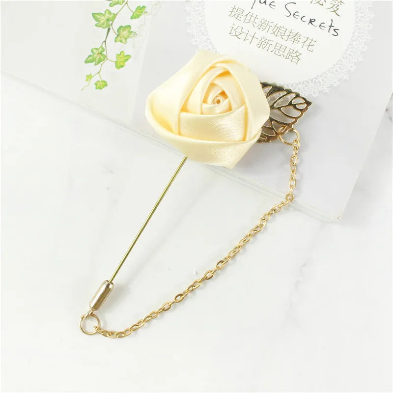 YO CHO Groom Boutonniere Corsage Pins Wedding Silk Flower Groomsman Boutonnieres Buttonhole Wedding Flowers Marriage Accessories Good Vibrations