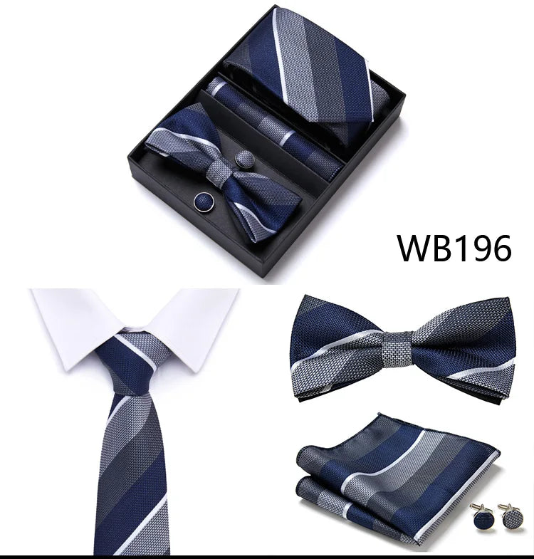 Tie For Men Formal Dress Tuxedo NeckTie Handkerchief Bow Tie Set PlaisyParty Groom Wedding Butterfly Bowtie In Box Good Vibrations