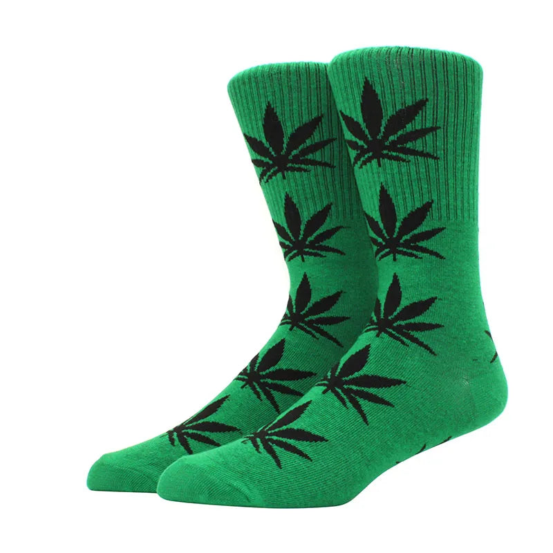 1 pair Men's Fashion Business Weed Hemp Cotton Socks Street Fashion Skateboard Couple Girls Harajuku Trend Socks Give Men a Gift Good Vibrations Adult Super Store