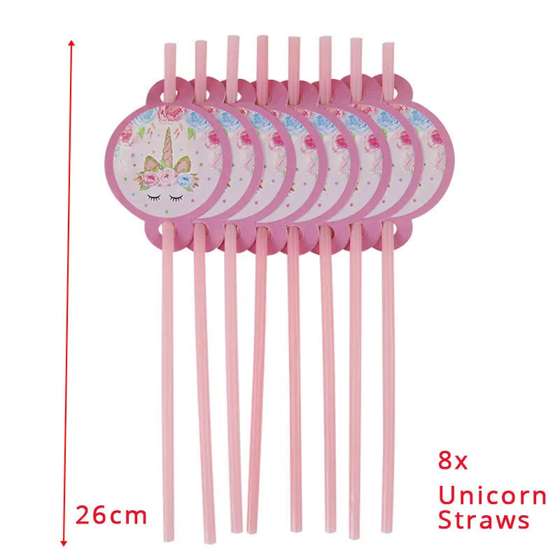 Unicorn Decoration Birthday Party Decor Kids Unicorn Disposable Tableware set Unicornio Baby Shower Girl Birthday Party Supplies Good Vibrations