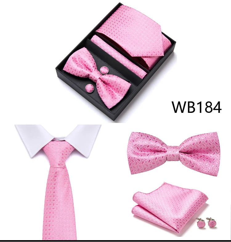 Tie For Men Formal Dress Tuxedo NeckTie Handkerchief Bow Tie Set PlaisyParty Groom Wedding Butterfly Bowtie In Box Good Vibrations