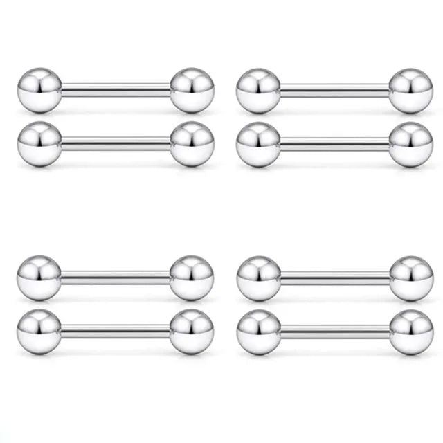 6PCS Stainless Steel Glorious Tongue Ring Bulk 14G Nipple Piercing Bar Lot Glitter Tongue Piercing Set Barbell Piercing Jewelry Good Vibrations Adult Super Store
