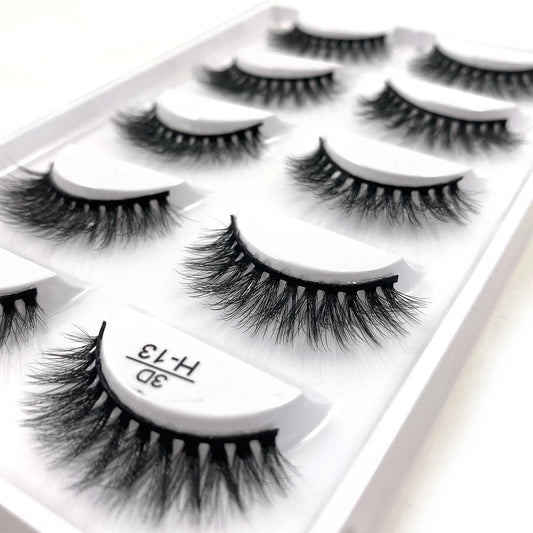 5 Pairs Multipack 3D Soft Mink Hair False Eyelashes Handmade Wispy Fluffy Long Lashes Natural Eye Makeup Tools Faux H13 E08 E01 Good Vibrations