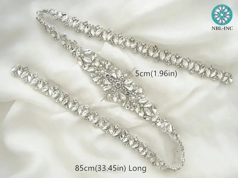 (1PC) Silver Rhinestone crystal iron on applique belt iron on wedding beaded bridal trim for wedding dresses clothing WDD0209 Good Vibrations