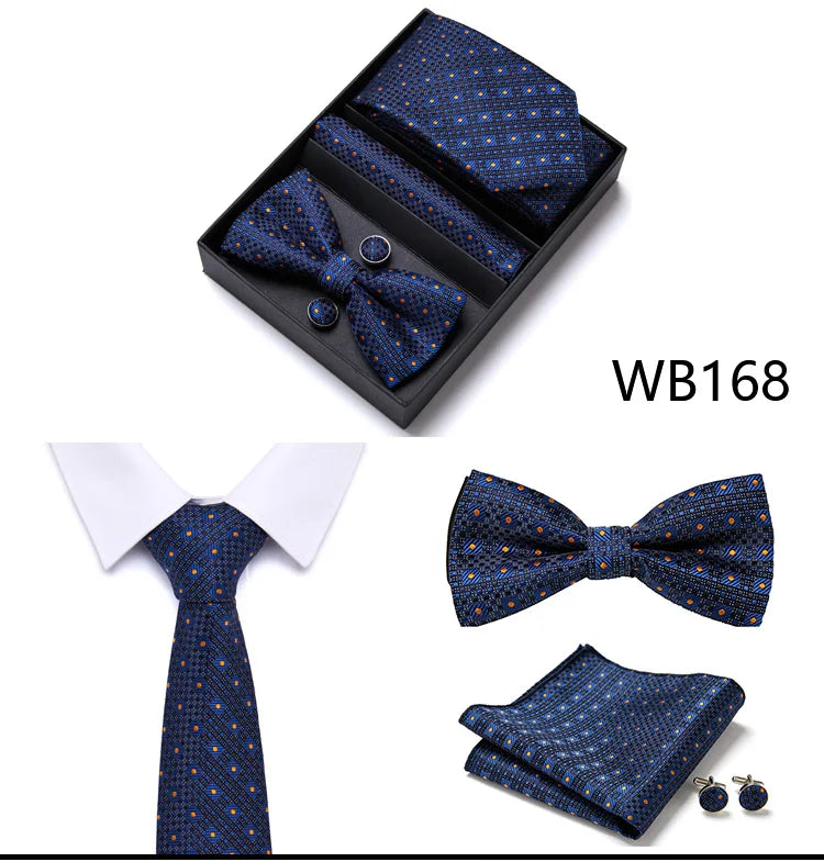 Tie For Men Formal Dress Tuxedo NeckTie Handkerchief Bow Tie Set PlaisyParty Groom Wedding Butterfly Bowtie In Box Good Vibrations