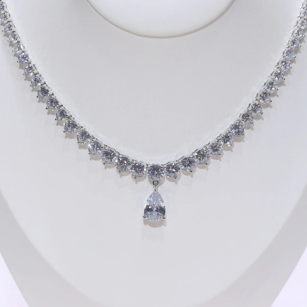 High quality zircon earrings and water drop necklace bridal jewelry set and wedding dress accessories Good Vibrations