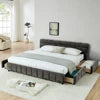 Minimalist Nordic Style Modern Master Bedroom Wooden Platform Bed Frame Tatami Fabric Japanese Style Soft Bed Floor-standing Bed Good Vibrations