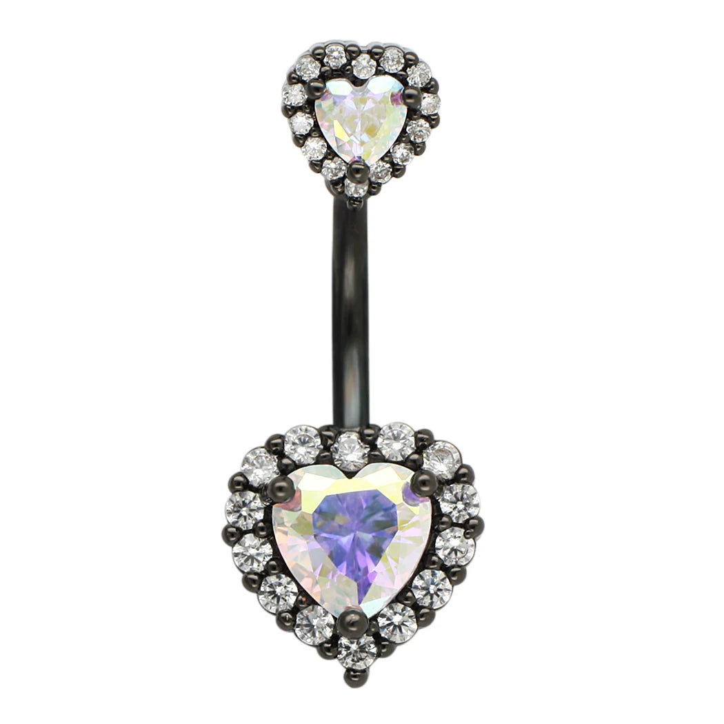 JHJT 14G Heart Belly Button Piercing Navel Ring 316L Surgical Stainless Steel CZ Belly Piercing Ombligo Jewelry for Women Good Vibrations Adult Super Store