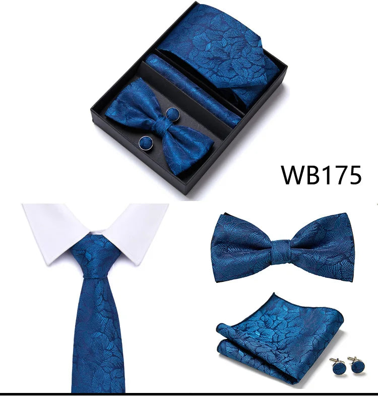Tie For Men Formal Dress Tuxedo NeckTie Handkerchief Bow Tie Set PlaisyParty Groom Wedding Butterfly Bowtie In Box Good Vibrations