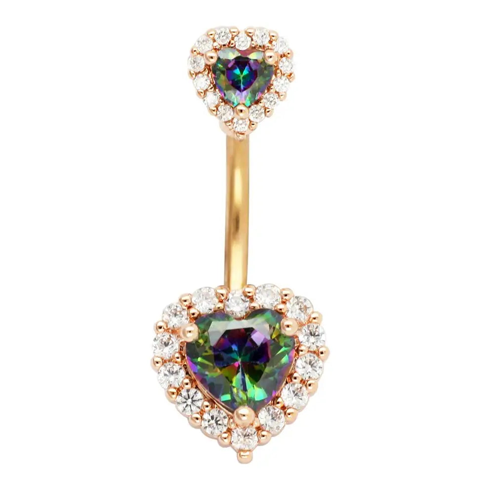 JHJT 14G Heart Belly Button Piercing Navel Ring 316L Surgical Stainless Steel CZ Belly Piercing Ombligo Jewelry for Women Good Vibrations Adult Super Store