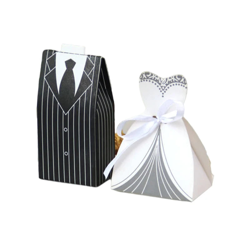 20/30pcs Bride And Groom Candy Box Wedding Favor And Gifts Box Sweet Bags With Ribbon Wedding Decoration Souvenirs Party Decor Good Vibrations