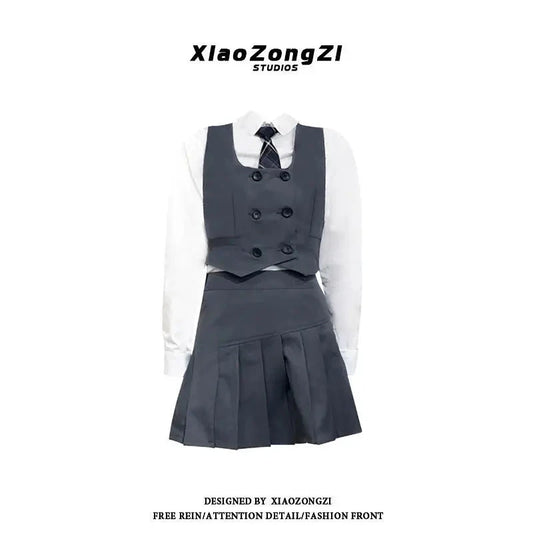 2021 Japanese School Uniform White Three Lines College High School Girls Student Uniforms Sailor Suit White Tops Pleated Skirt Good Vibrations Adult Super Store