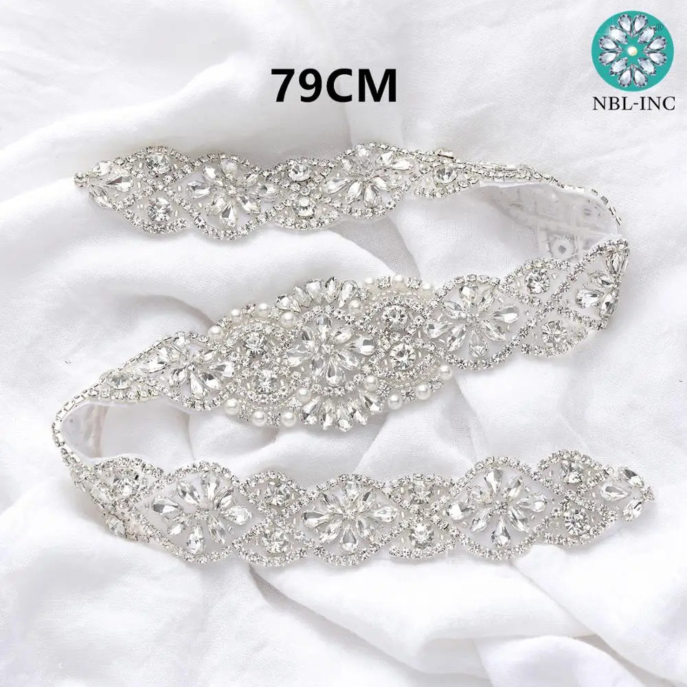(1PC) Silver Rhinestone crystal iron on applique belt iron on wedding beaded bridal trim for wedding dresses clothing WDD0209 Good Vibrations