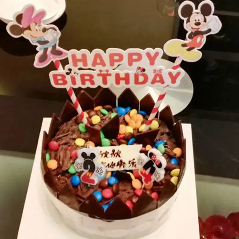 Hot Happy Birthday Number 0-9 Candles Cartoon Mickey Minnie Mouse Candle Cake Cupcake Topper Party Decoration Supplies DIY Gifts Good Vibrations