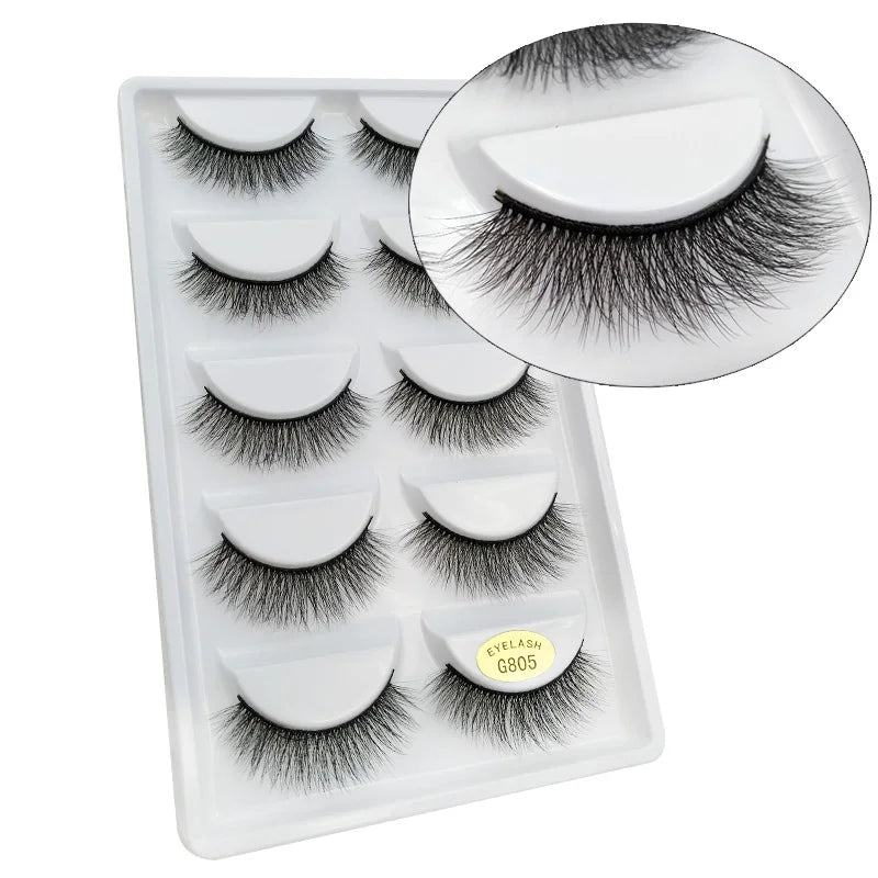 5 Pairs Multipack 3D Soft Mink Hair False Eyelashes Handmade Wispy Fluffy Long Lashes Natural Eye Makeup Tools Faux H13 E08 E01 Good Vibrations
