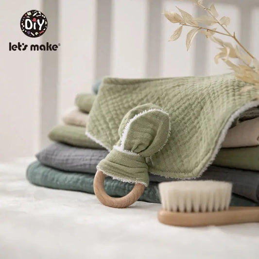 Let's Make Baby Bath Toy Set Double Sided Cotton Blanket Saliva Towel Rabbit Bracelet Toys Baby Bath Gift Products For Kids Good Vibrations