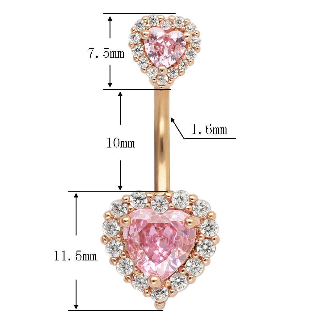 JHJT 14G Heart Belly Button Piercing Navel Ring 316L Surgical Stainless Steel CZ Belly Piercing Ombligo Jewelry for Women Good Vibrations Adult Super Store