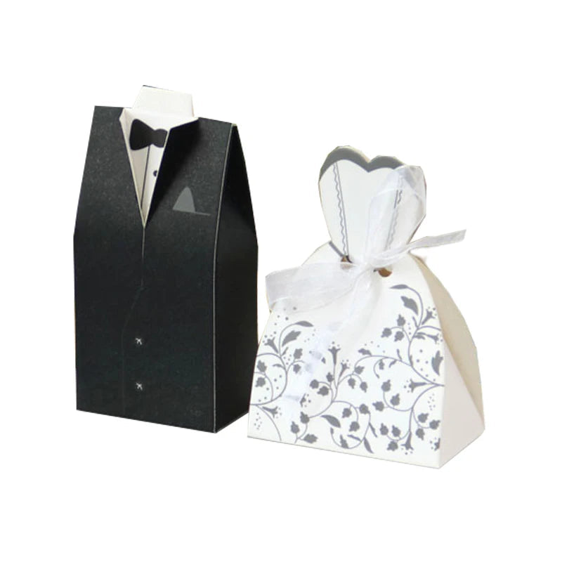 20/30pcs Bride And Groom Candy Box Wedding Favor And Gifts Box Sweet Bags With Ribbon Wedding Decoration Souvenirs Party Decor Good Vibrations