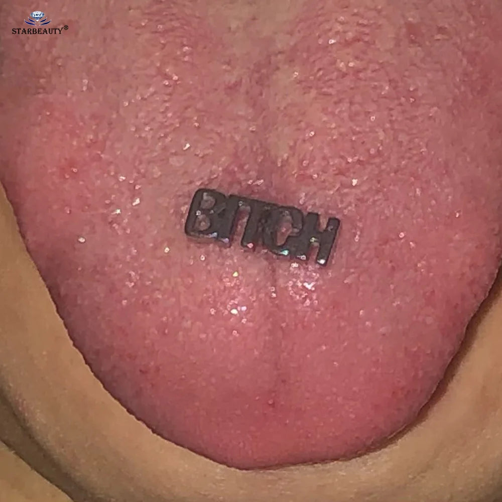 Sexy Genital Spider Moon KISS Rose Tongue Piercing Heart Balls Surgical Stainless Steel Tongue Rings Daisy Tounge Rings Jewelry Good Vibrations Adult Super Store