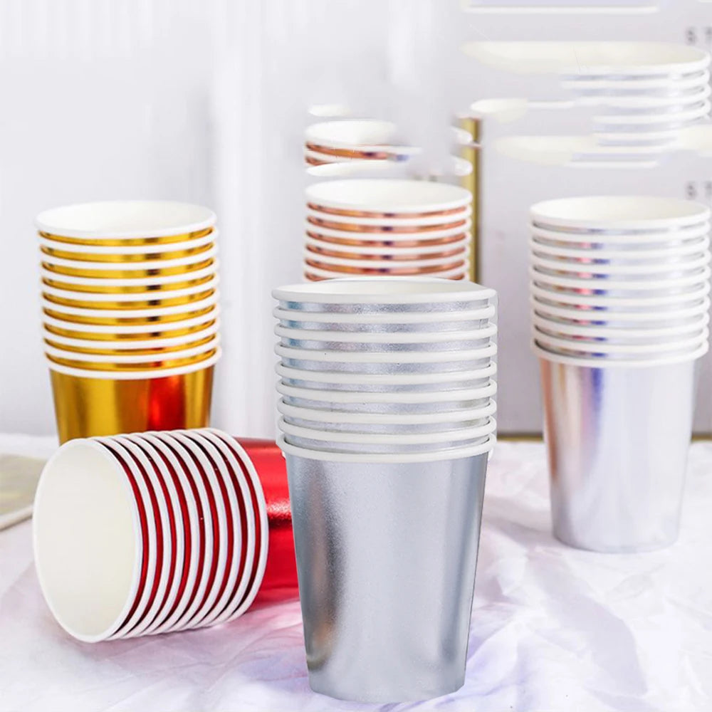 10PCS Colored Paper Cups Gold Dot Pink Blue Disposable Cup Wedding Birthday Party Disposable Tableware Disposable Paper Cup Set Good Vibrations