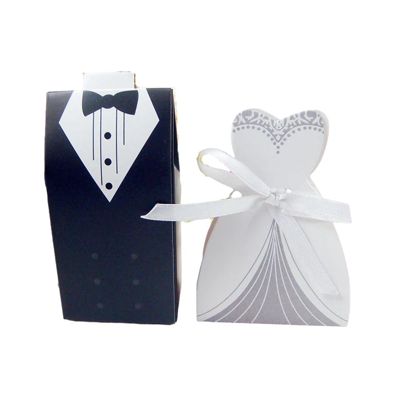 20/30pcs Bride And Groom Candy Box Wedding Favor And Gifts Box Sweet Bags With Ribbon Wedding Decoration Souvenirs Party Decor Good Vibrations