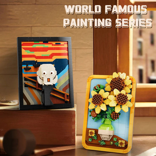 New Arrival Van Gogh's Starry Night 3D Painting Micro Blocks Montessori Toy Kids Artwork Frame for Home Decor Good Vibrations