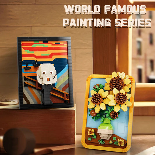 New Arrival Van Gogh's Starry Night 3D Painting Micro Blocks Montessori Toy Kids Artwork Frame for Home Decor Good Vibrations