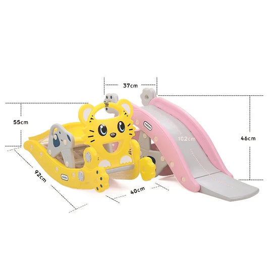 Feelbaby Indoor Plastic Playhouse for 2-8 Years Old Kids Multi-Function Deformation Rocking Horse Slide Adventure Park Garden Good Vibrations