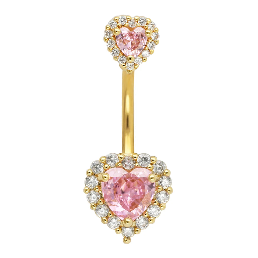 JHJT 14G Heart Belly Button Piercing Navel Ring 316L Surgical Stainless Steel CZ Belly Piercing Ombligo Jewelry for Women Good Vibrations Adult Super Store