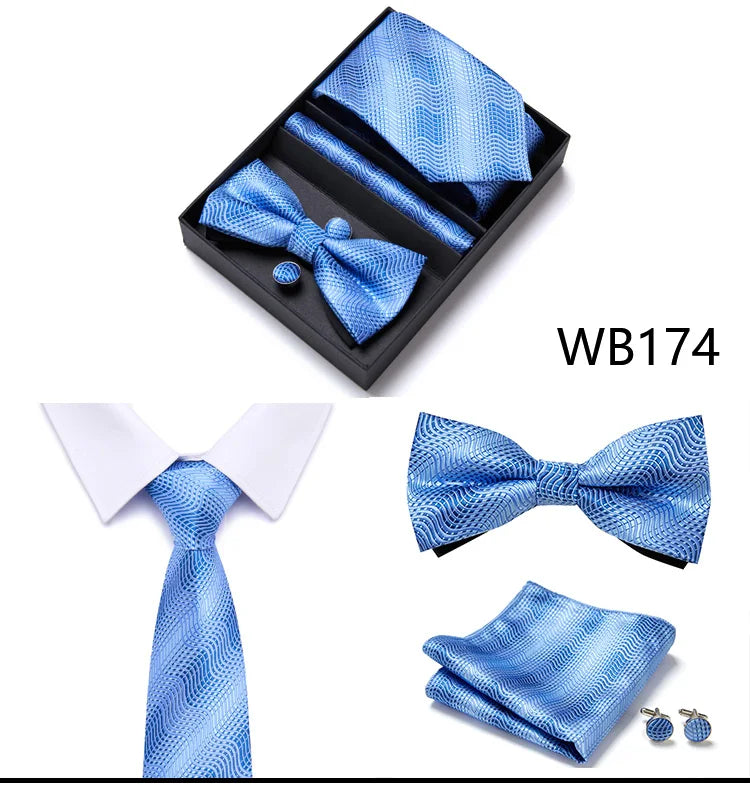 Tie For Men Formal Dress Tuxedo NeckTie Handkerchief Bow Tie Set PlaisyParty Groom Wedding Butterfly Bowtie In Box Good Vibrations