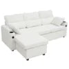 Convertible Sleeper Sofa 2in1, LShaped Sectional Futon Bed with Storage, USB Ports, Cup Holders, and Reversible Chaise Good Vibrations