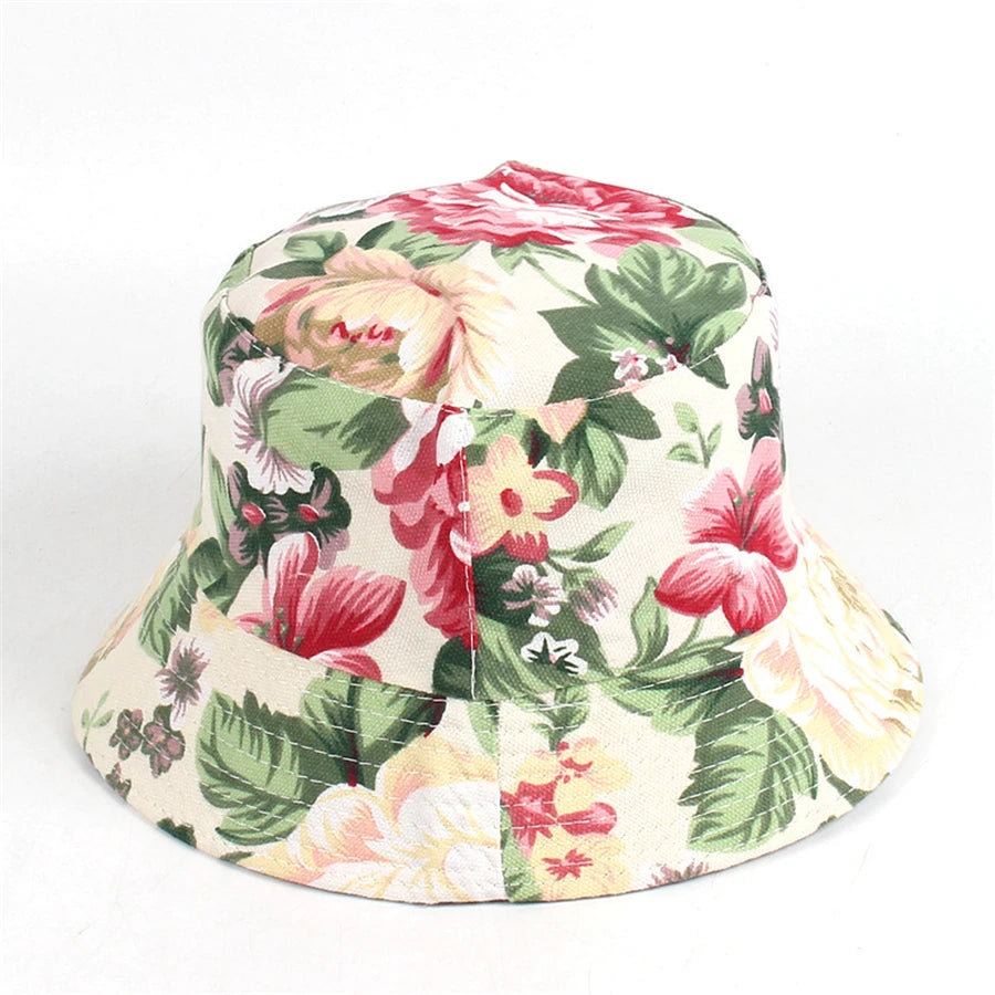 22 Colors Printed Bucket Hat Unisex Ins Trend Flat Top Outdoor Fisherman Hats Men Sunshade Caps Summer Travel Sun Cap Wholesale Good Vibrations