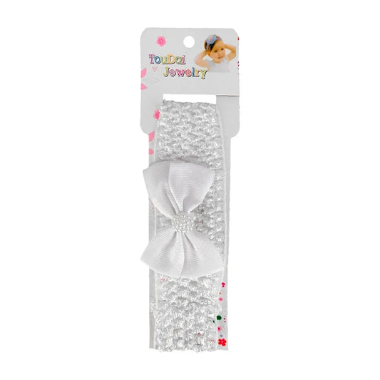 GDL 1pc Woven Fabric Headband for Baby with Bow or Flower and Pearls Variety of Colors Toudai Jewelry Accessory Good Vibrations