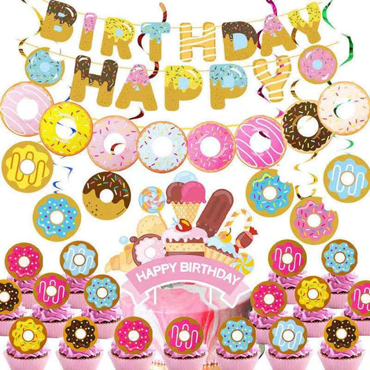 Dessert Series Party Supplies French Fries Burger Ice Cream Donuts Children’s Birthday Baby Bathing Decoration Dessert Series P Good Vibrations