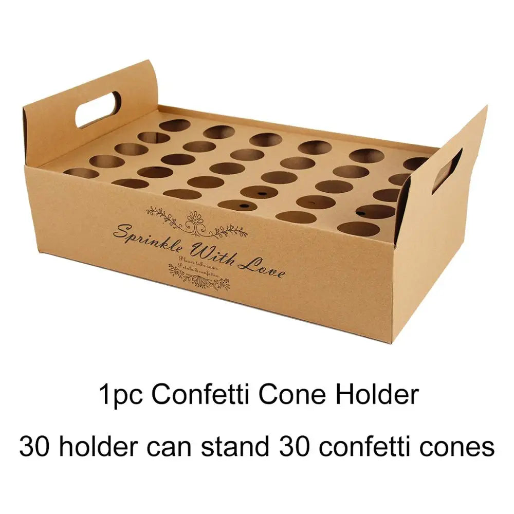 Kraft Paper Wedding Tray Confetti Cone Stand Box Tray Rustic Wedding Decoration Wedding Confetti Cones Wedding Cones Set supply Good Vibrations